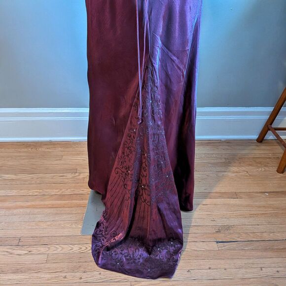 Vintage 90s Y2K Water Signs Prom Gown Maxi Dress Floral Glitter Whimsygoth 9/10 - Picture 12 of 14